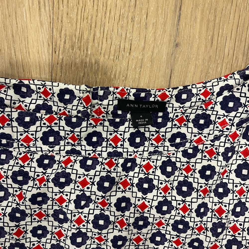 Ann Taylor Floral Patterned Dress - Red, Blue, White - Picture 2 of 6